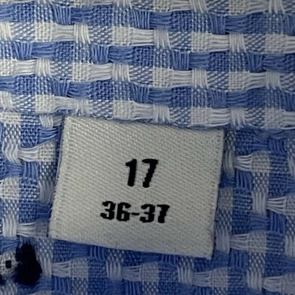 Ben Sherman Slim Fit Long‎ Sleeve Button Up Blue White Check Men's XL 17 36/37 - Picture 7 of 7